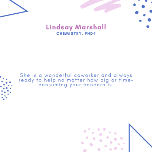 Lindsay MarshallChemistry, PhD4