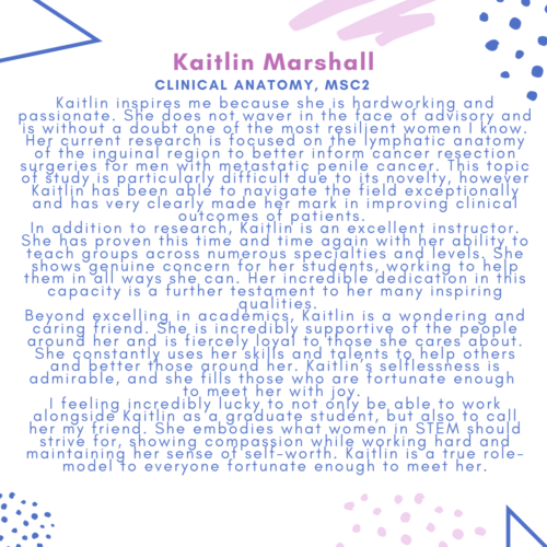 Kaitlin MarshallClinical Anatomy, MSc2